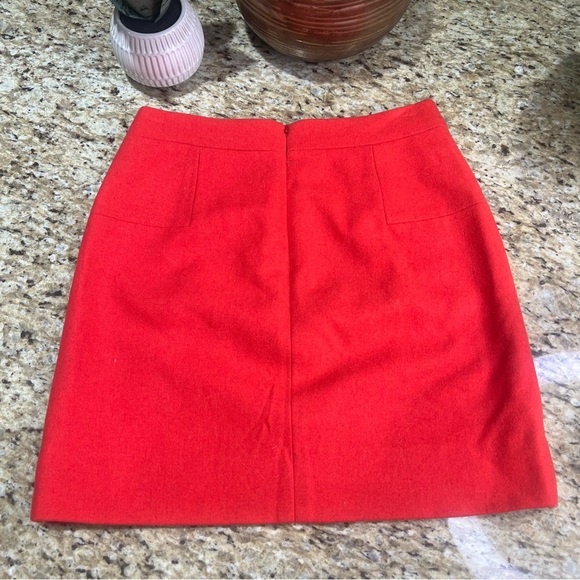 J Crew Coral Orange Wool Blend Mini Skirt 0 - Picture 7 of 10